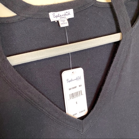 NWT SPLENDID Black Long Sleeve Cotton Dress Sz S - Picture 4 of 8